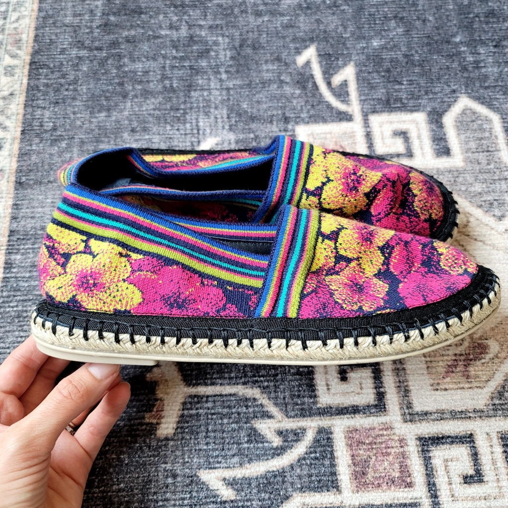 Ivko Woman Espadrilles Floral Pattern Shoes Textile Leather Insoles